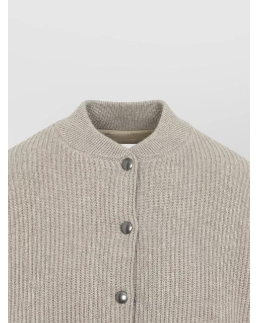 Brunello Cucinelli Gray Cashmere Bomber Jacket Relaxed Knitwear Style