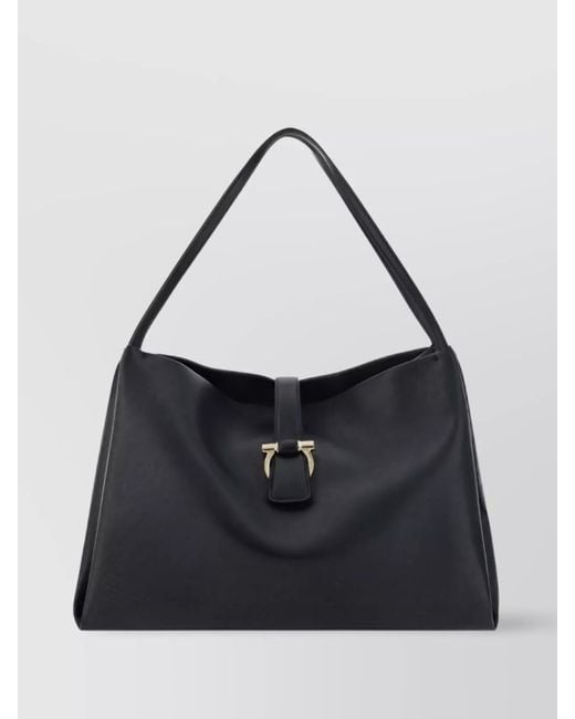 Ferragamo Black Mia Tote Bag Large Leather Shoulder Bag