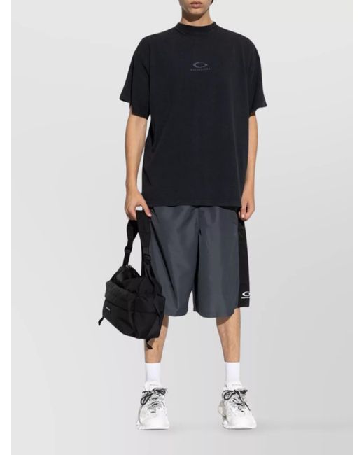 Balenciaga Black Crew Neck Top With Short Sleeves Design