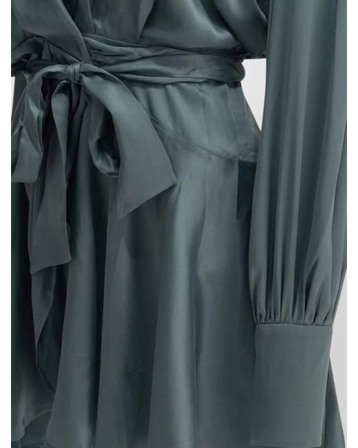 Zimmermann Blue Silk Wrap Blouse