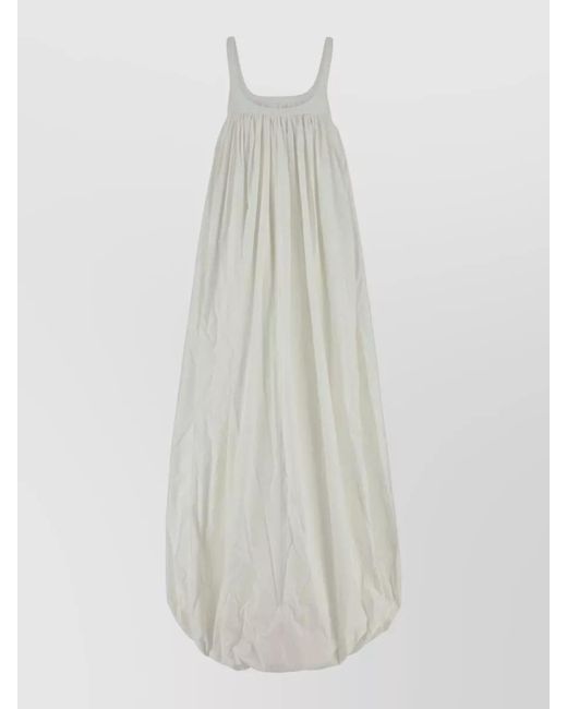 ARMARIUM White Nora Poplin Square Neck Gathered Dress