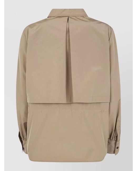 Moncler Natural Long Sleeve Shirt Collared Drawstring Waist