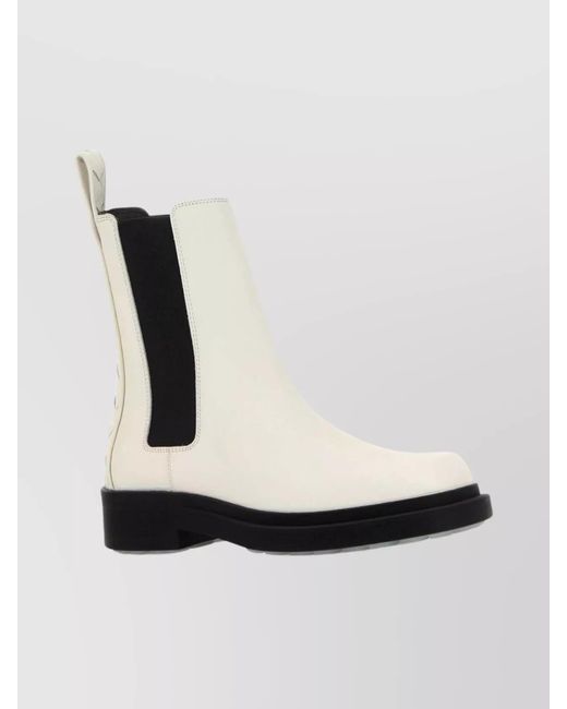 Bottega Veneta White Leather Chelsea Ankle Boots