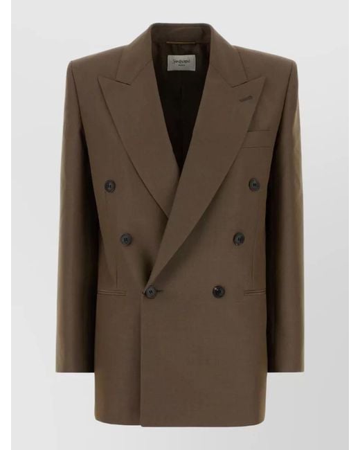 Saint Laurent Green Wool Blend Double Breasted Oversized Blazer