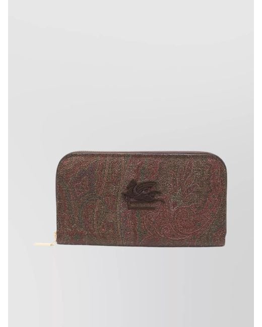 Etro Brown Leather Zip-Around Wallet