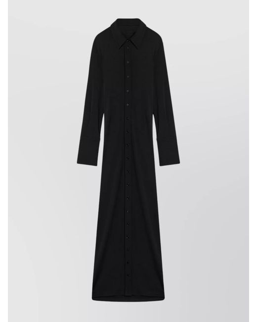 Sportmax Black Viscose Jersey Maxi Shirt Dress