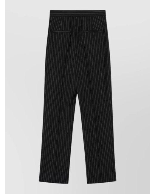 Max Mara Black Pinstripe Trousers Featuring Belt Loops Pockets