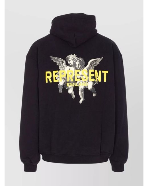 Represent Blue Cotton Oversized Printed Hoodie for men