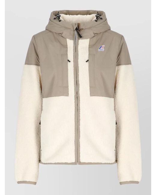 K-Way Natural Hooded Short Jacket Color Block Design