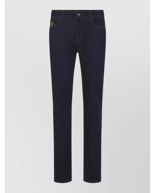 Etro Blue Cotton Denim Straight-Leg Jeans for men