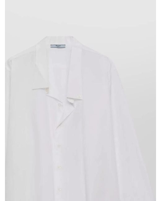 Prada White Shirt Style Top Collared Neck Long Sleeves