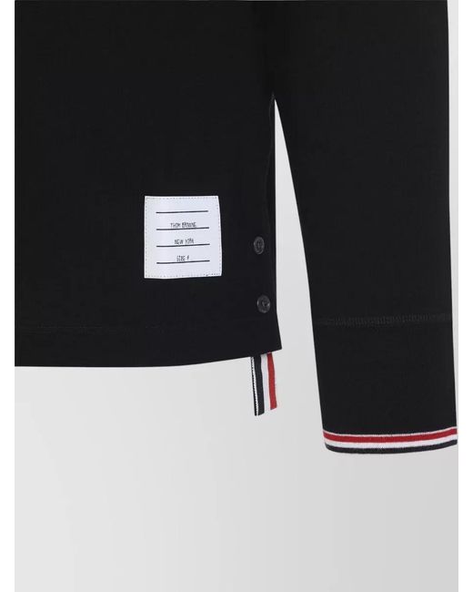 Thom Browne Blue Long Sleeve Henley Shirt Crew Neck Buttons for men