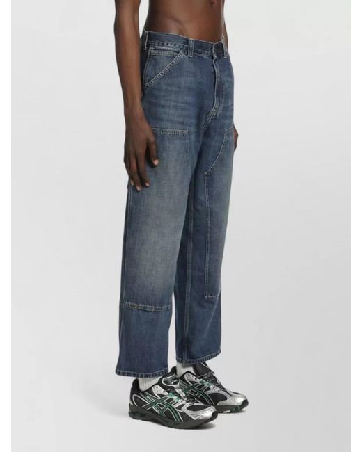 Carhartt Blue Cotton Trousers Double Knee Wide Leg for men