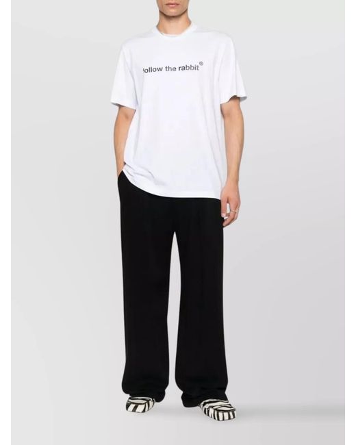 MSGM White Follow The Rabbit Cotton Regular-Fit T-Shirt for men