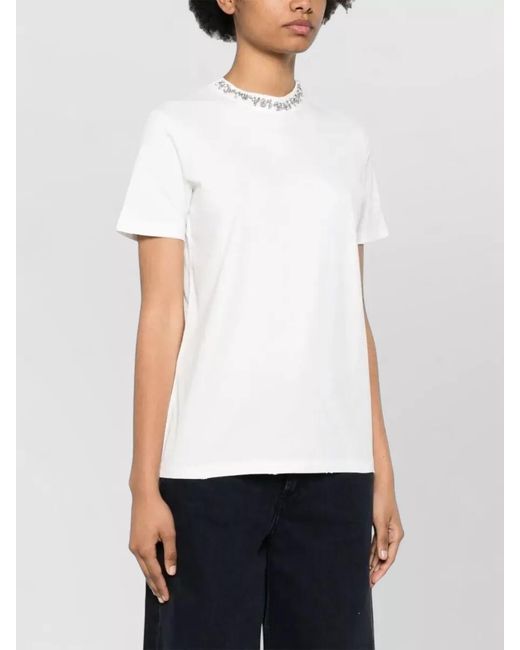 Golden Goose Deluxe Brand White Embroidered Distressed Cotton Jersey Regular T-Shirt