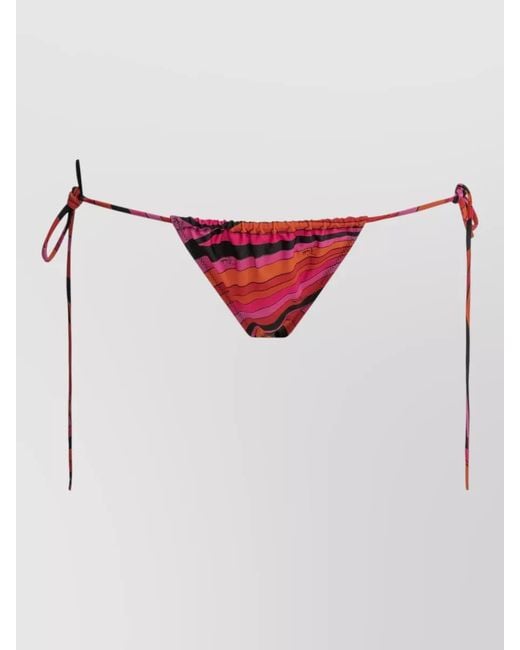 Emilio Pucci Red Marmo Bikini Briefs Adjustable Low Rise Striped