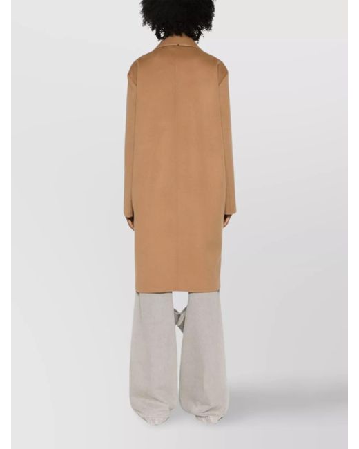 Sportmax Natural Virgin Wool Single-Breasted Midi Coat
