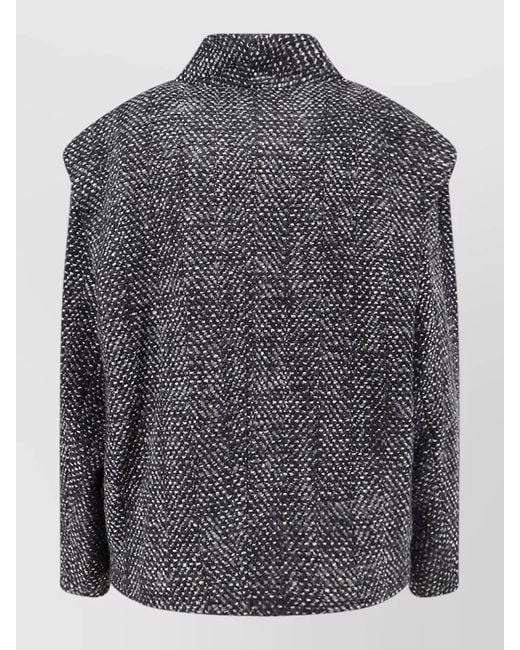 Isabel Marant Gray Drogo Textured Coat Collarless V Neckline