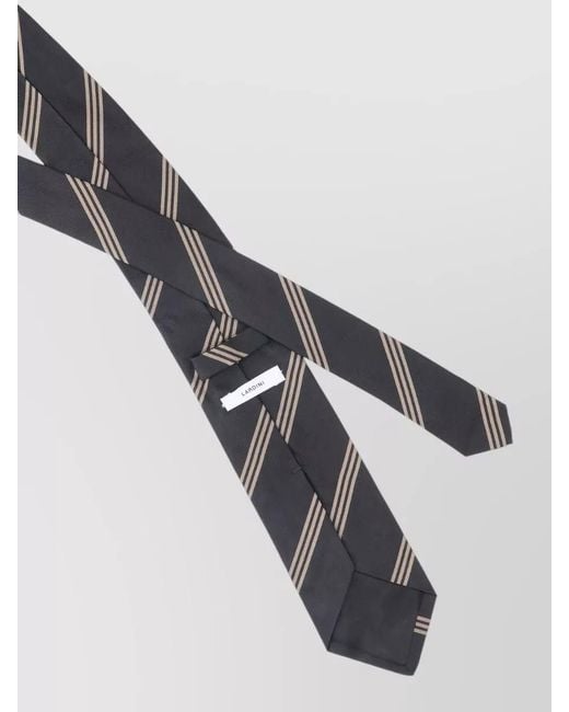 Lardini White Striped Tie Smooth Finish Adjustable Length for men
