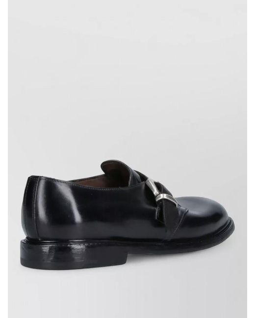 Premiata Black Monk Shoes Round Toe Buckle Detail Leather for men