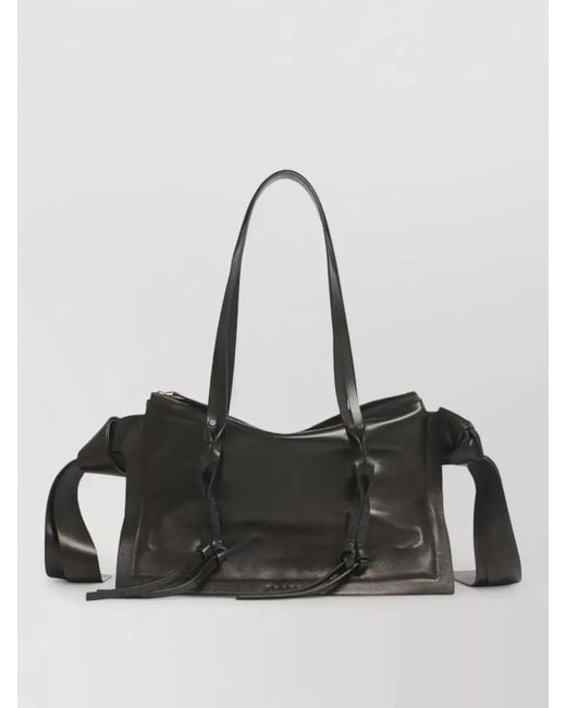 Marni Black Small Tote Bag Bow Detail Dual Handles