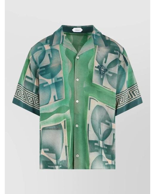 Versace Green Informal Silk Shirt Relaxed Summer Style for men