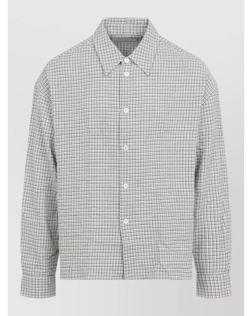 Studio Nicholson Gray Checked Long-Sleeve Shirt for men