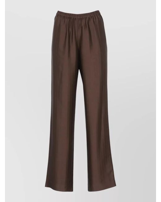 Loulou de Saison Brown Wide Leg Viscose Trousers Striped Draped