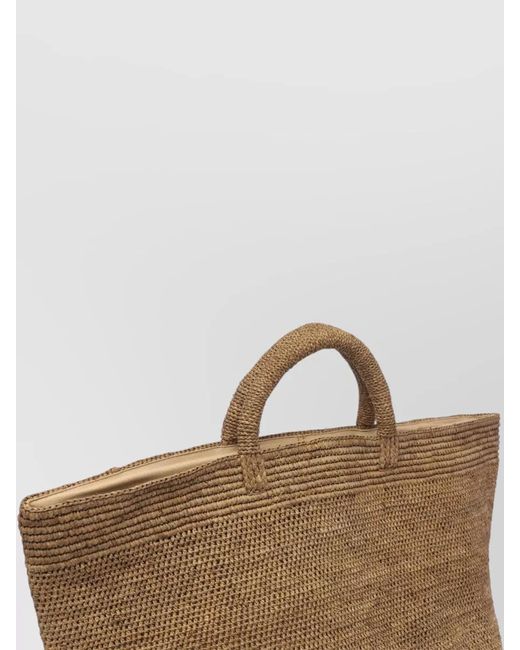 IBELIV Brown Woven Tote Bag Two Top Handles