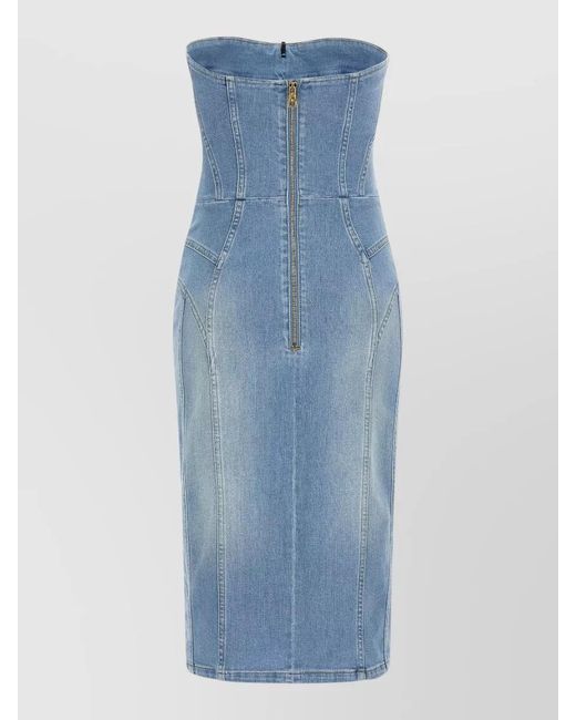 Elisabetta Franchi Blue Denim Midi Dress