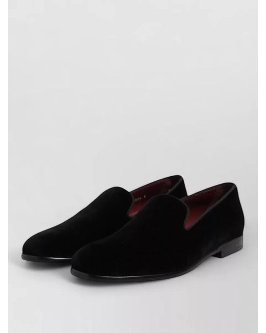 Dolce & Gabbana Black Velvet Slip-On Loafers for men
