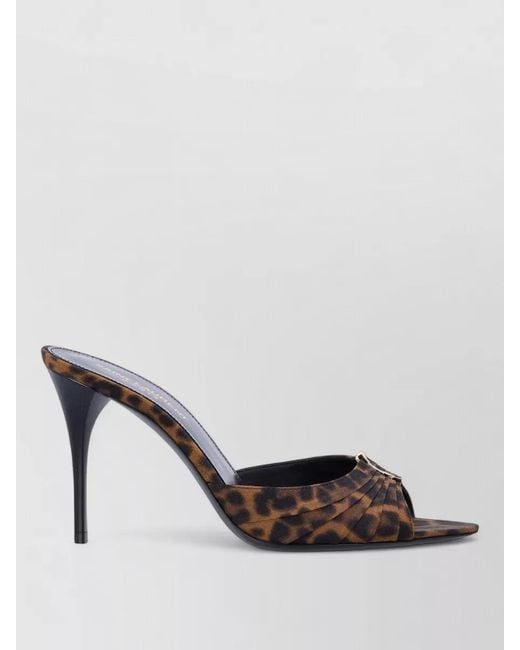 Saint Laurent Multicolor Babylone Mule 90 Leopard Grosgrain Heel