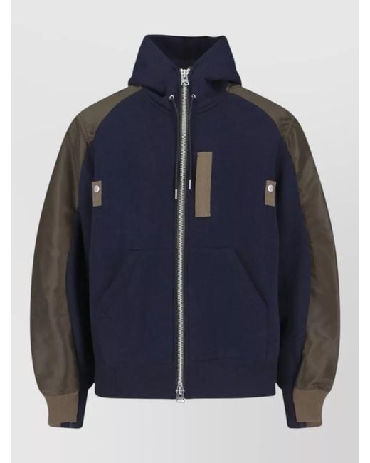 Sacai Blue Paneled Hooded Jacket for men