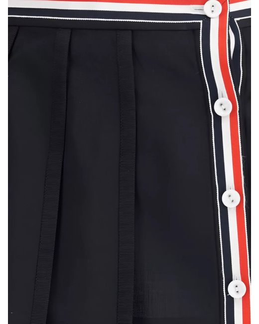 Thom Browne Black Wool Pleated Asymmetric Mini Skirt