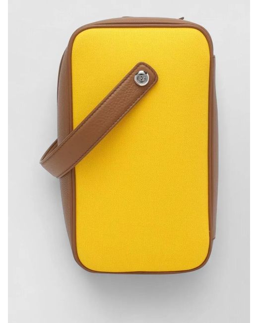 Dolce & Gabbana Yellow Leather And Canvas Shoulder Bag for men