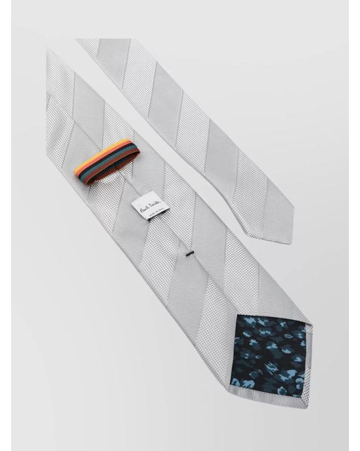 Paul Smith White Striped Tie Diagonal Tip for men