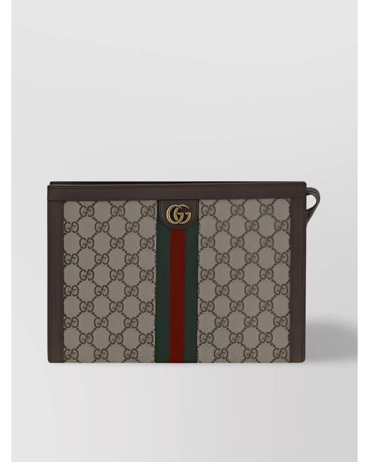 Gucci Gray Logo-Print Beauty Case Clutch Bag for men