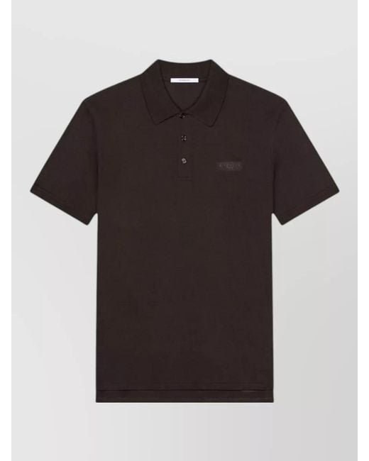 Givenchy Black Cotton Polo Shirt Logo Front Design for men