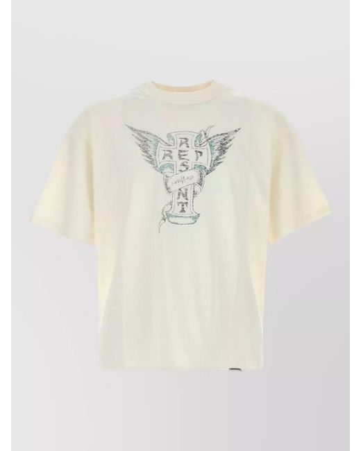 Represent White Printed Cotton Blend T-Shirt for men
