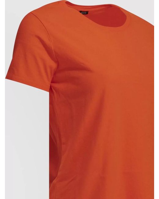 Apuntob Orange Crew Neck Regular Fit Short Sleeve Top