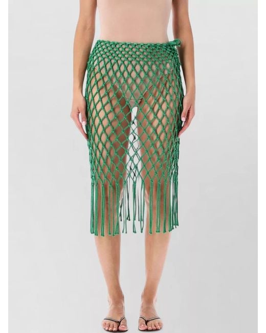 Frankie Shop Green Tropea Macrame Beach Skirt High Waist