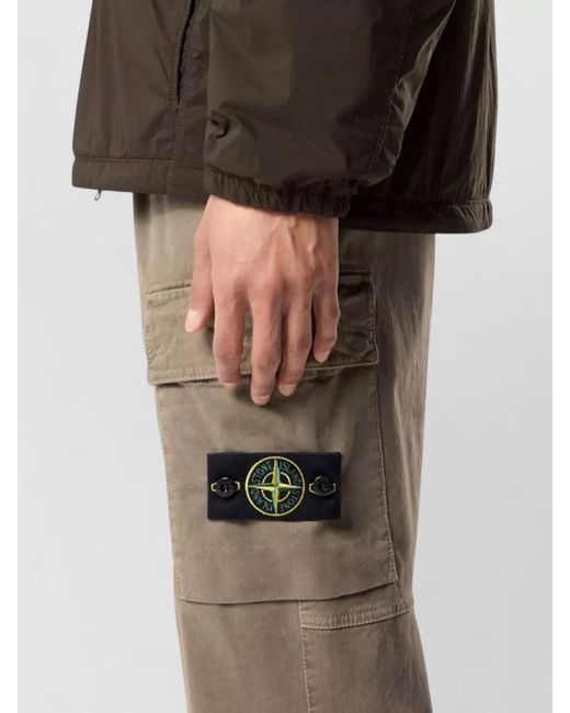 Stone Island Green Cotton Cargo Jacket Elastic Cuffs Pockets for men