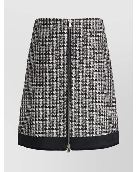 Moncler Black Tweed Fringed A-Line Miniskirt
