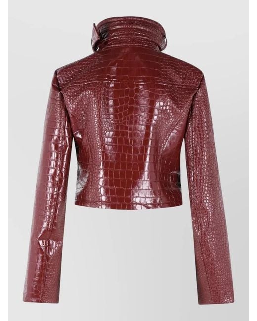 Sportmax Red Patent Leather Cropped Jacket