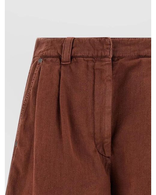 Brunello Cucinelli Brown Baggy Shorts Belt Loops Back Pockets Pleats
