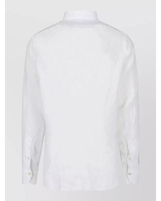 Finamore 1925 White Shirt Cuffs Button Down Collar Long Sleeves for men