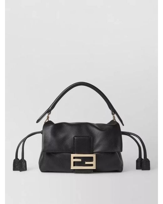 Fendi Black Baguette Soft Small Leather Clutch Bag
