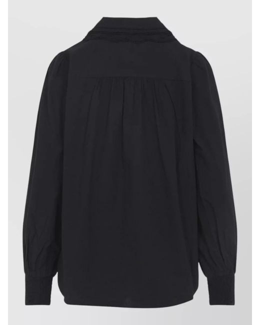 Farm Rio Blue Embroidered Long Sleeve Shirt Lace Collar