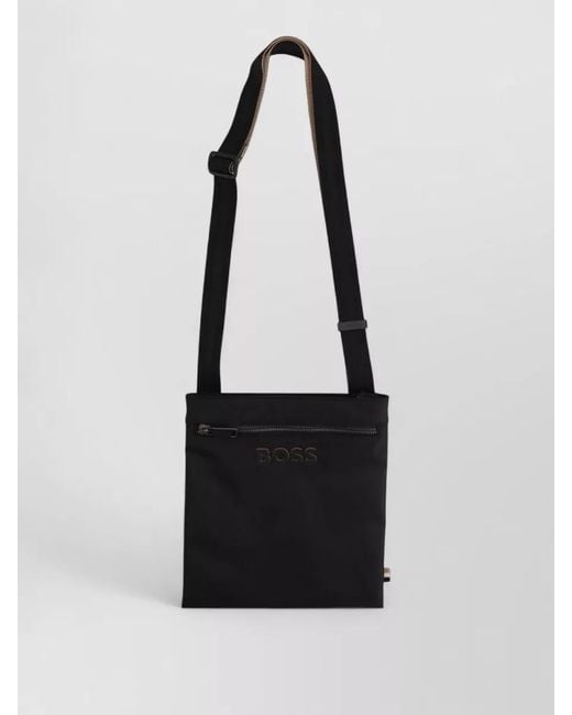 Boss White Shoulder Bag Adjustable Strap Front Zip Pocket for men