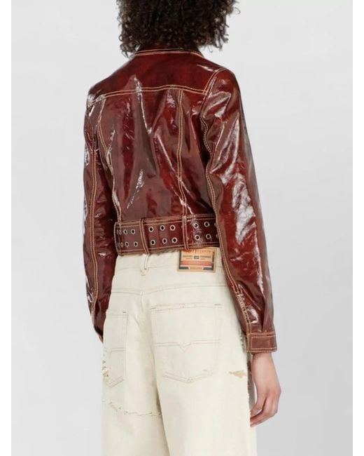 DIESEL Red Shearling Double Breasted Coat